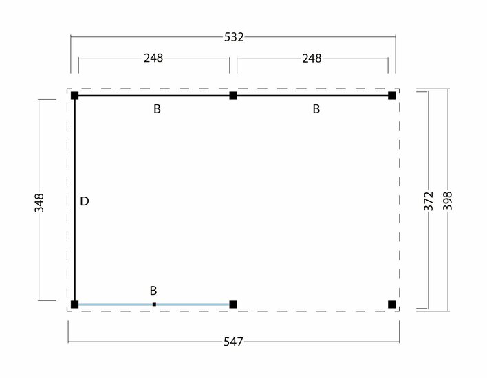 Overkapping Goteborg met zadeldak, type 1 - 547 x 399 cm - Zwart gespoten