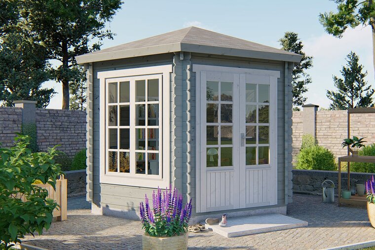 Blokhut Nora 354 x 316 cm Prieel zeskantig - Tuinhuisje