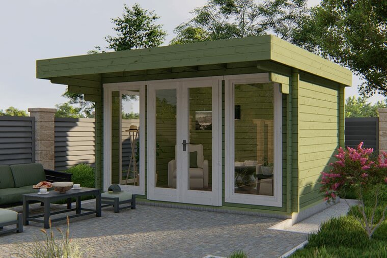 Blokhut James onbehandeld 400 x 420 x 223 cm - Tuinhuis