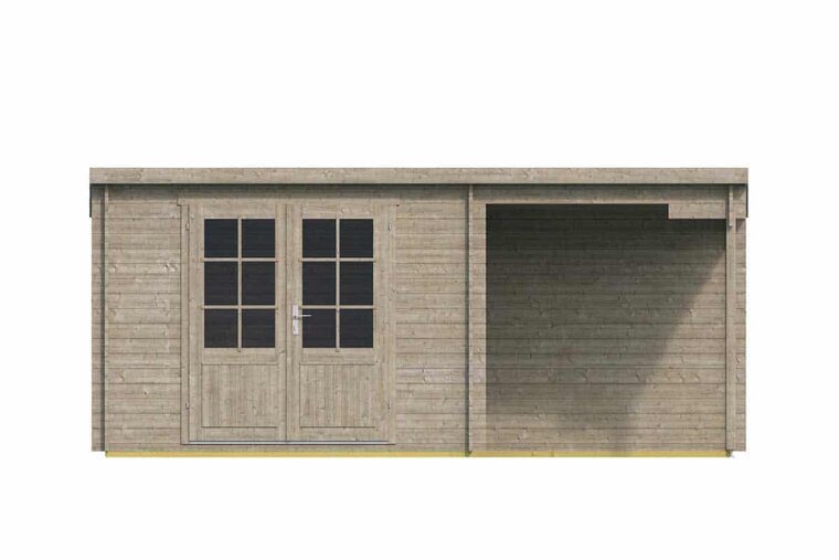 Blokhut Dora met overkapping 500 x 300 x 217 cm Ge&iuml;mpregneerd - Tuinhuis