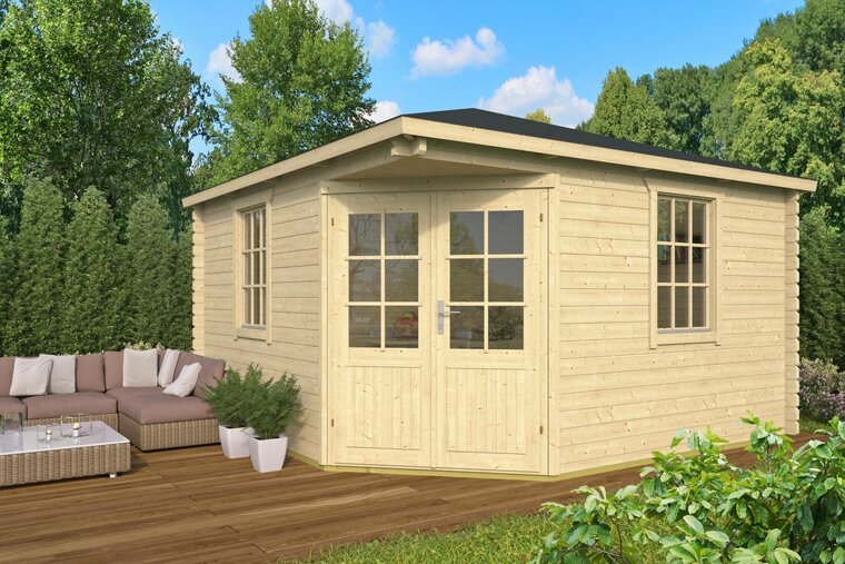 Blokhut Lotte 400 x 400 cm Hoekblokhut - Tuinhuis
