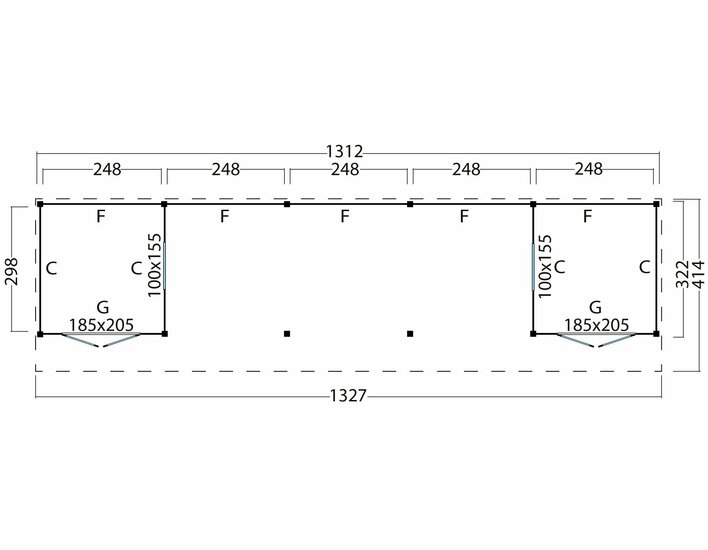 Kapschuur Malmo, type 4 - 1345 x 414 cm - Red Class Wood 