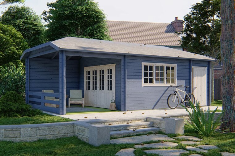 Blokhut Sibella met Overkapping 850 x 420 cm - Tuinhuis