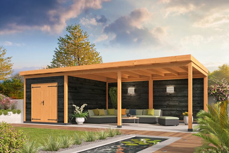 Overkapping Wierden Douglas 900 x 400 cm &ndash; Zwart Douglas
