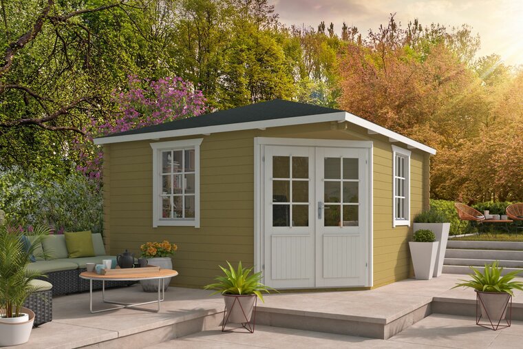 Blokhut Lotte 400 x 400 cm Hoekblokhut - Tuinhuis
