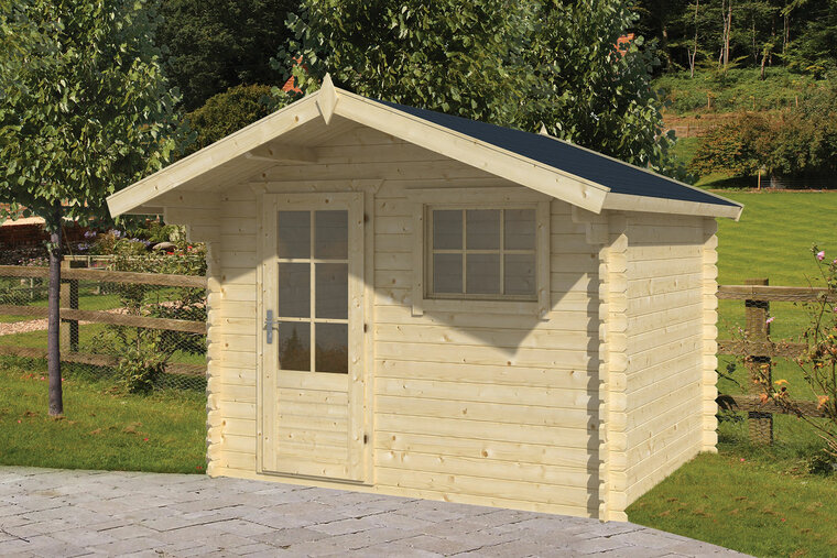 Blokhut Bjorn 300 x 260 x 245 cm + Luifel 80 cm Wanddikte 28 mm