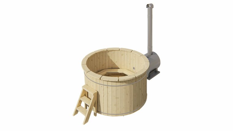 Hottub / Spa vurenhout &oslash;200xH105cm met externe aluminium kachel