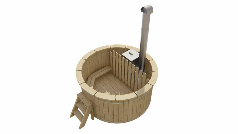 Hottub / Spa vurenhout &oslash;200xH105cm met interne aluminium kachel