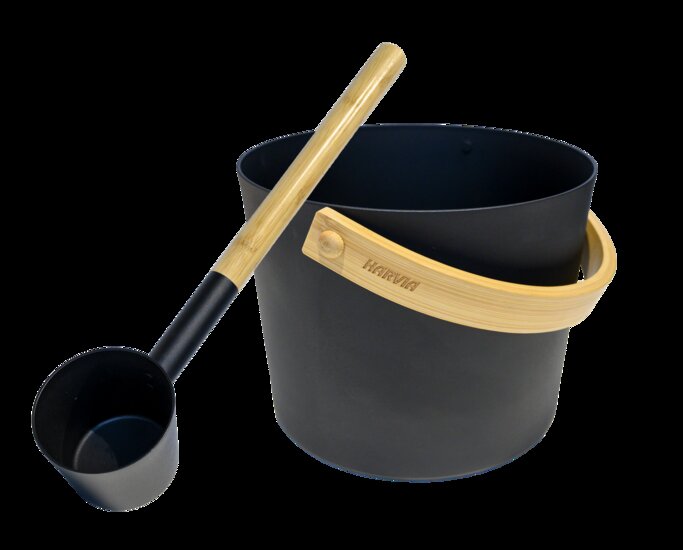 Sauna accessoire Harvia emmer en pollepel staal zwart