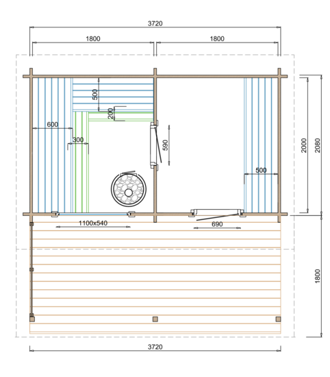 Terras en luifel Saunahuis Jakobstad
