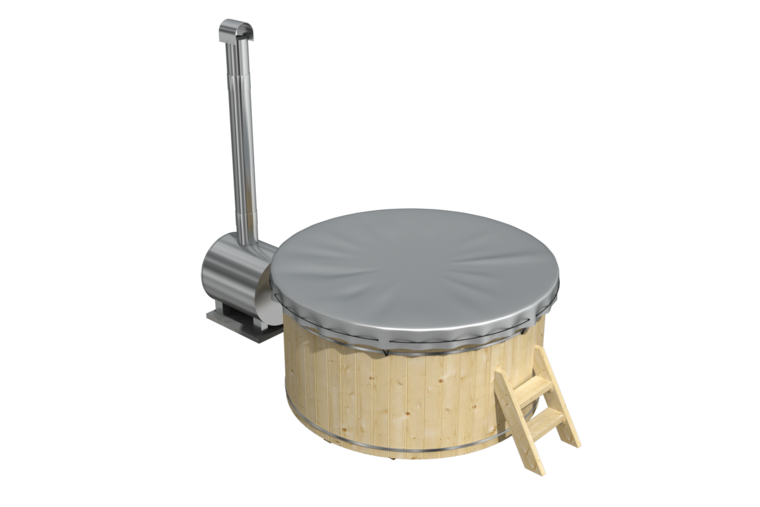 Hottub / Spa vurenhout ø200xH105cm met externe aluminium kachel