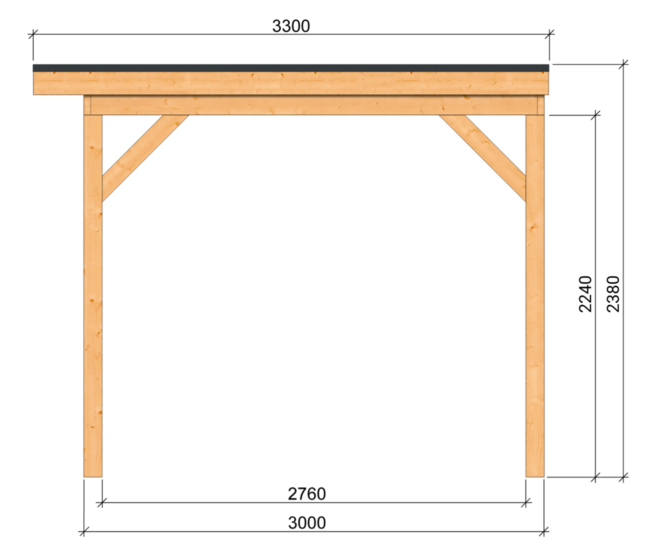 Overkapping Zoutelande Red Class Wood 750 x 330 cm