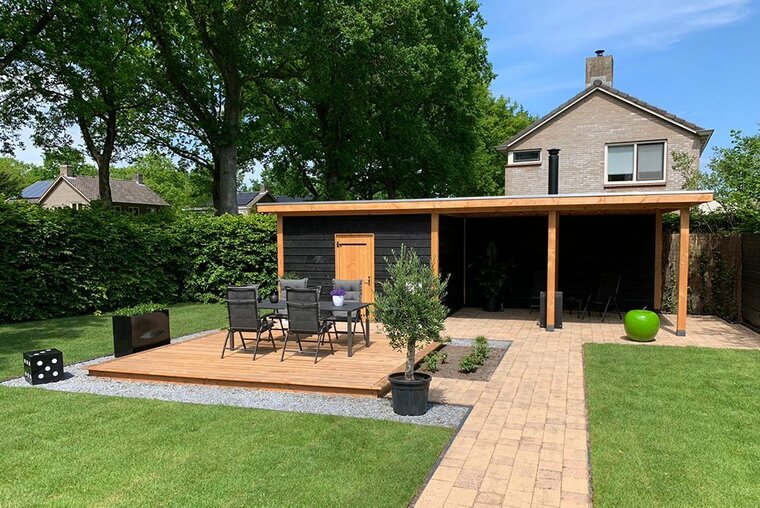 Overkapping Twello Douglas 794 x 400 cm - Zwarte wanden