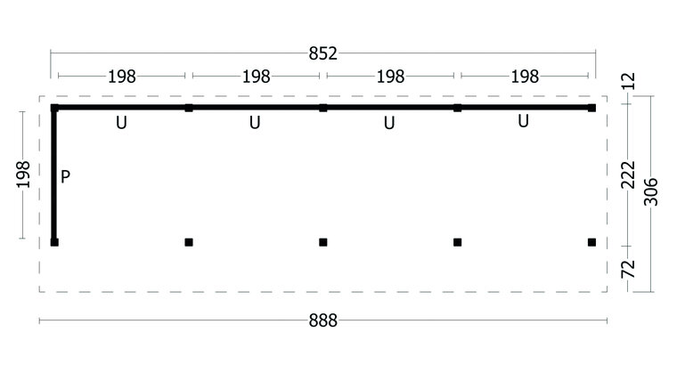 Kapschuur Bergen L, type 10 - 880 x 318 cm - Blank Douglas