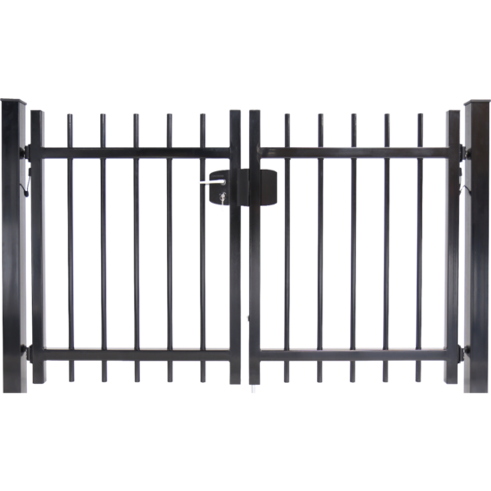 Dubbele spijlenpoort rond doorgestoken 300 cm