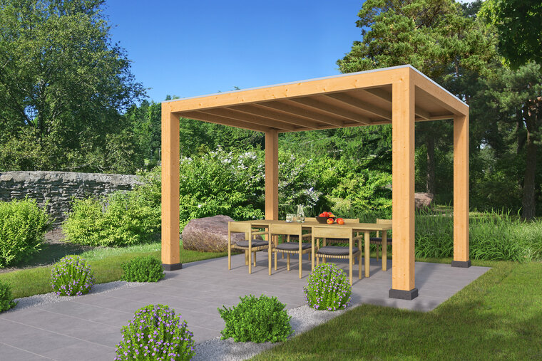 Overkapping Renesse Red Class Wood 400 x 313 cm - DHZ plat dak