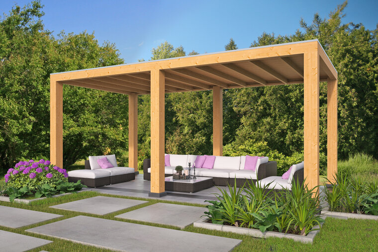 Overkapping Renesse Red Class Wood 600 x 313 cm - DHZ plat dak