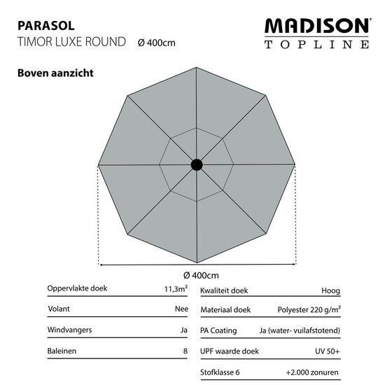 Madison Timor luxe parasol &Oslash;400 cm ecru