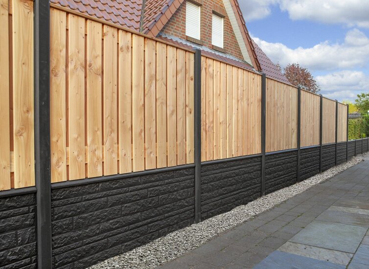 Betonpaal Geul zwart diamantkop 10 x 10 cm incl. toebehoren