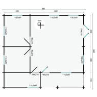 Blokhut Azores 941 x 848 x 317 cm - Prefab Houten Woning - Luxe Tuinhuis