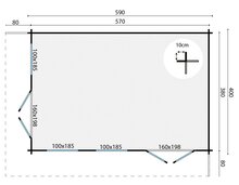 Blokhut  Hildegard 590x400cm