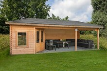 Blokhut Bertil 800 x 300 cm Tuinschuur met overkapping Wanddikte 44 mm