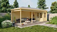 Blokhut Bertil 800 x 300 cm Tuinschuur met overkapping Wanddikte 44 mm