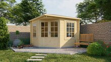 Blokhut Emma 300 x 300 x 250 cm Wanddikte 40mm - 5 hoekig tuinhuis met piramidedak