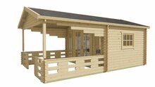 Blokhut Sanstrov met veranda 380 x 320 + 270 x 270 cm - Tuinhuis