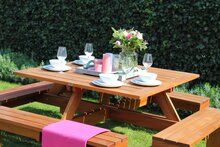 Vierkante Picknicktafel Valencia 210 x 210 x 75 cm Hardhout (8-10 personen)