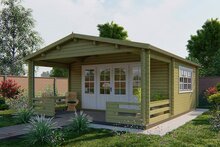 Blokhut Nottingham 540 x 663 x 276 cm met veranda - Tuinhuis met overkapping