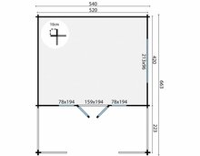 Blokhut Nottingham 540 x 663 x 276 cm met veranda - Tuinhuis met overkapping
