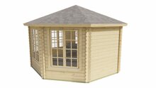 Blokhut Lynn 418 x 418 x 306 cm met piramidedak Wanddikte 44 mm - Tuinhuis