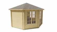 Blokhut Lynn 418 x 418 x 306 cm met piramidedak Wanddikte 44 mm - Tuinhuis