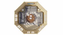 Blokhut Lynn 418 x 418 x 306 cm met piramidedak Wanddikte 44 mm - Tuinhuis