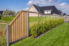 Tuinscherm grenen groen ge&iuml;mpregneerd 21-planks (19 + 2) Enschede 180/90 x 180 cm verloop