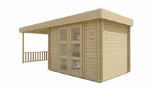 Blokhut Maja met Overkapping 320 x 240 x 228 cm + Luifel 320 cm Wanddikte 28 mm