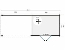 Blokhut Maja met Overkapping 320 x 240 x 228 cm + Luifel 320 cm Wanddikte 28 mm