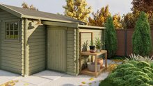 Blokhut - Tuinhuis Aanbouw | 28 mm | vuren behandeld