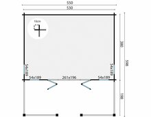 Blokhut Olaug 550 x 400 + 198 cm - Tuinhuis met veranda