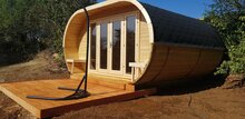 Thermowood Blokhut Oval Office 405x400cm &ndash; Luxe Tuinkantoor of Studio