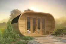 Thermowood Blokhut Oval Office 405x400cm &ndash; Luxe Tuinkantoor of Studio