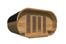 Thermowood Blokhut Oval Office 405x400cm &ndash; Luxe Tuinkantoor of Studio