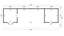 Kapschuur Bergen XL, type 12 - 1295 x 418 cm - Zwart gespoten Douglas
