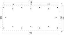 Overkapping Oslo L, type 5 - 980 x 430 cm - Blank Douglas