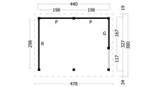 Overkapping Oslo L, type 3 - 470 x 371 cm - Blank Douglas