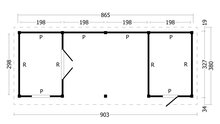 Overkapping Oslo L, type 12 - 895 x 371 cm - Zwart gespoten Douglas