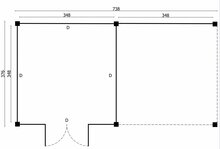 Overkapping Stavanger XL, type 3 - 738 x 372 cm - Zwart gespoten Douglas