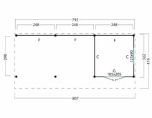 Kapschuur Malmo, type 2 - 813 x 414 cm - Red Class Wood 