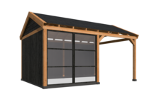 Overkapping Goteborg met zadeldak, type 1 - 547 x 399 cm - Zwart gespoten